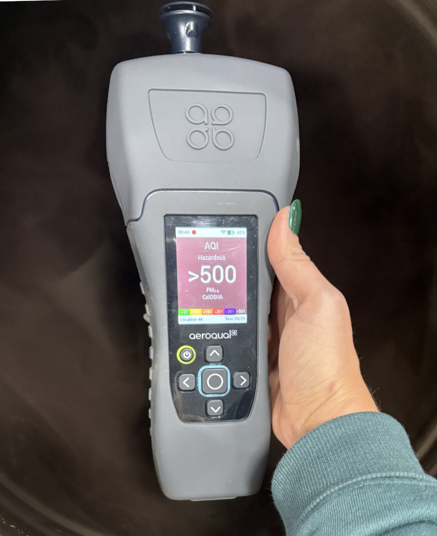 Aeroqual Ranger PMX sensor showing Hazardous PM levels