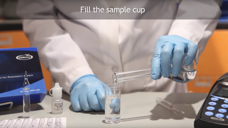 Fill the sample cup to 25ml