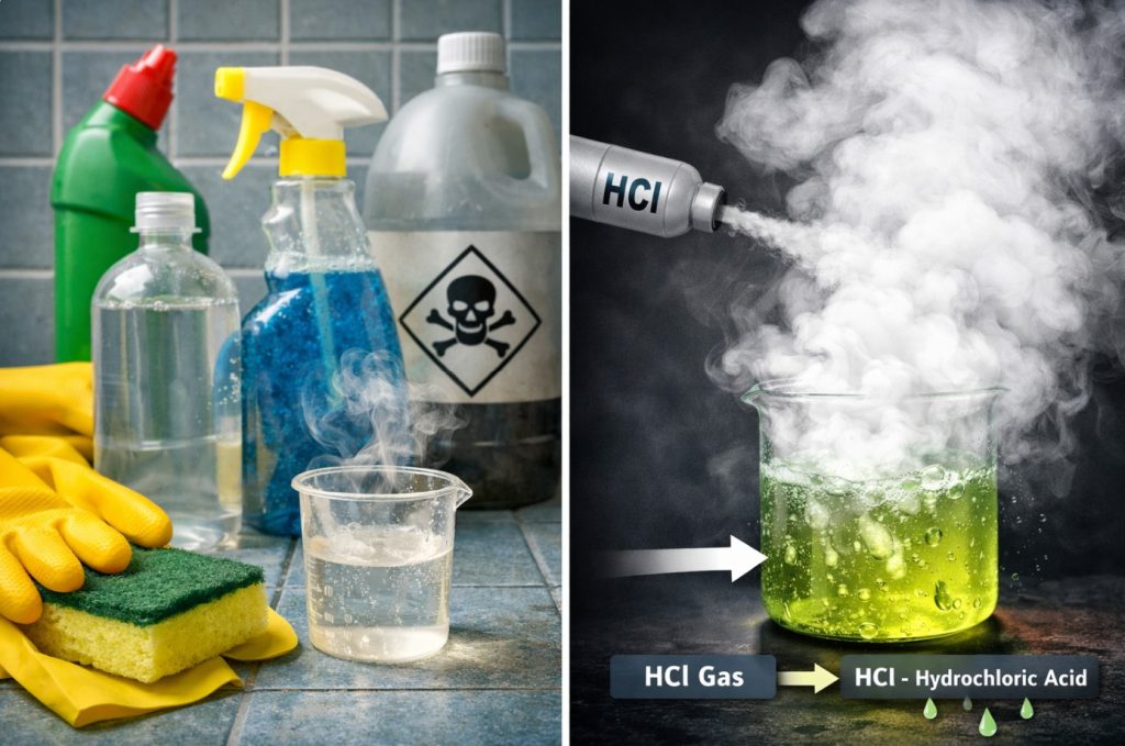 HCL gas Acrid gas danger toilet bowl cleaner cleaning supplies