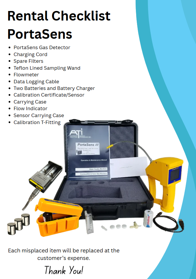 D-16 Rental Unit gas sensing product gas monitoring ATI PortaSens Rental gas leak detection