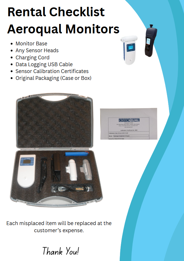 Aeroqual rental gas sensing rental monitors gas detector accessory safety monitoring gas leak gas safety